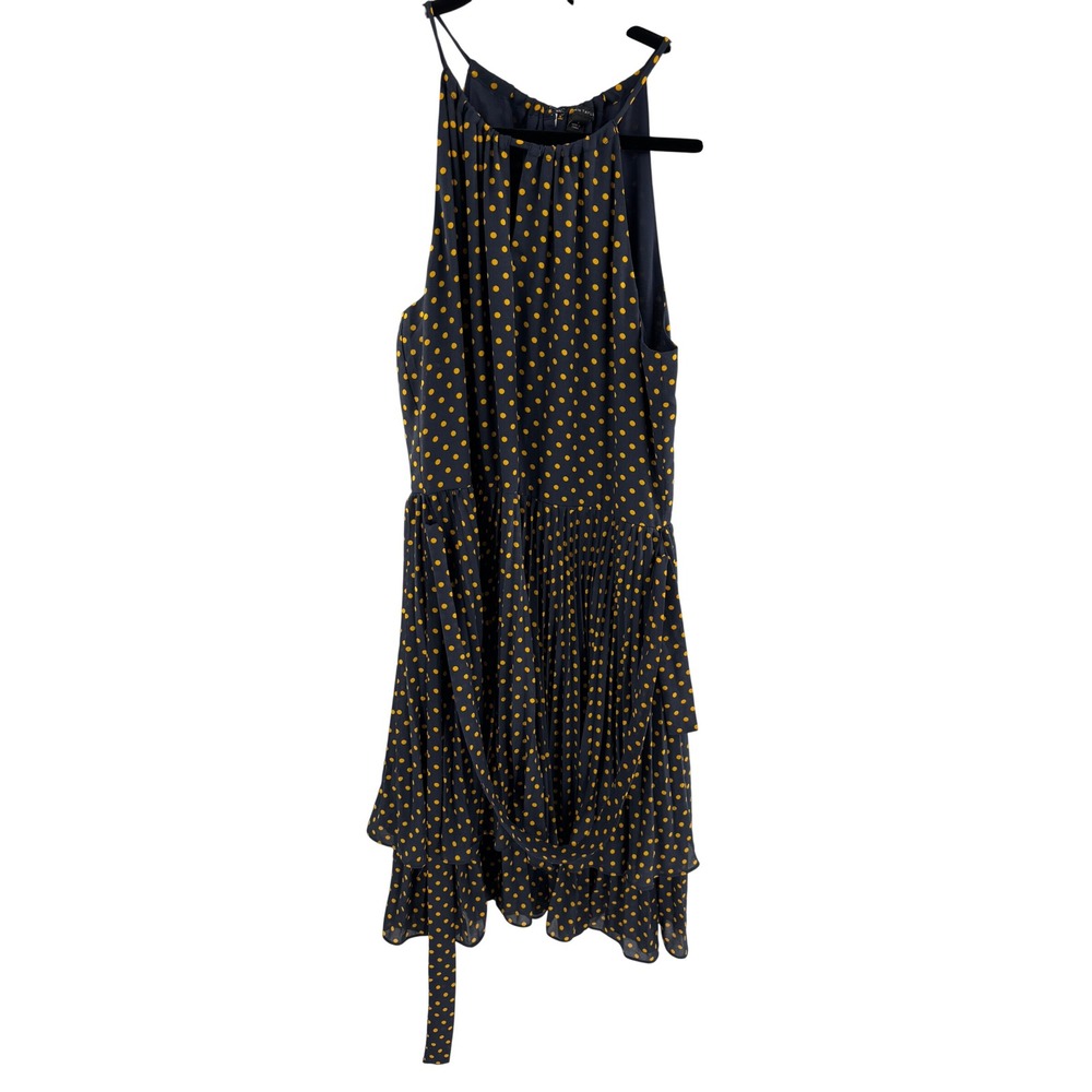 Ann Taylor Black Midi Dress with Yellow Polka Dots